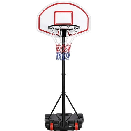 Yaheetech Height-Adjustable Portable Basketball System Hoop for Kids Outdoors, Black