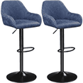 thumbnail image 1 of Yaheetech Height Adjustable Upholstered Bar Stools with Backrest for kitchen, Set of 2, Blue, 1 of 11