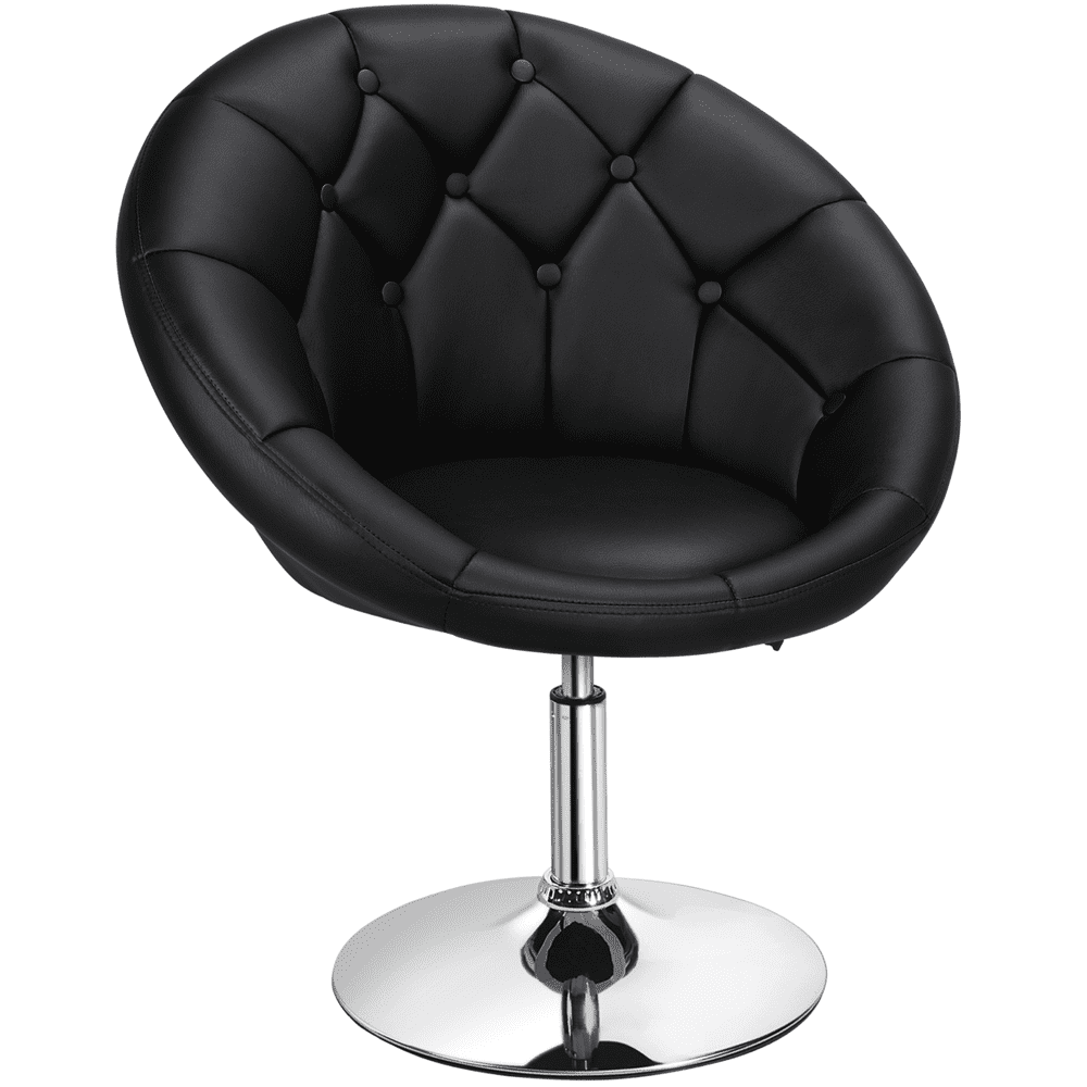 Yaheetech Height Adjustable Upholstered Tufted Accent Chair, Black