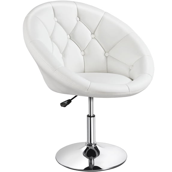 Yaheetech Height Adjustable Upholstered Tufted Armchair Accent Chair, White