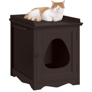 AACULPET Cat Litter Box Enclosure, PS Material Waterproof Hidden Cat Litter  Box Furniture, Left/Right Side Door, Double Cabinet Door for Living Room,  Bedroom, Coffee - Yahoo Shopping