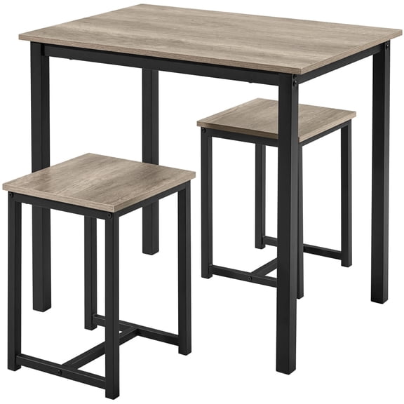 Yaheetech Industrial 3-Piece Dining 29.5" Table Set w/ 2 Stools for Kitchen, Dining Room, Gray