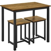 Yaheetech Industrial 3-Piece Dining Table Set w/ 2 Stools for Kitchen, Dining Room, Rustic Brown