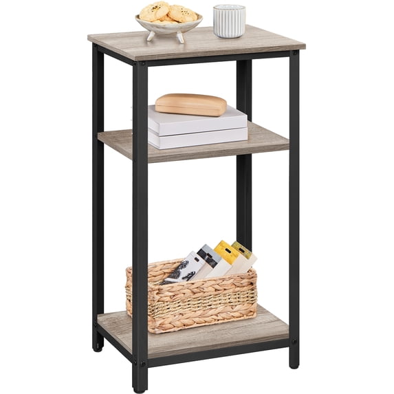 Yaheetech Industrial End Table with 2-Tier Shelves for Small Spaces Living Room, Gray