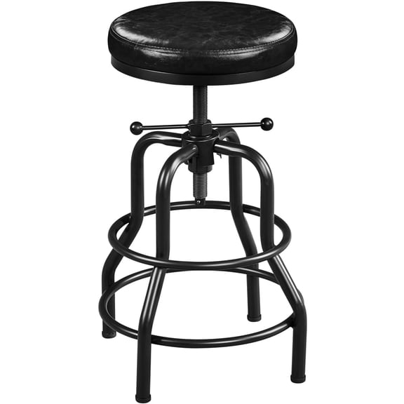 Yaheetech Industrial Faux Leather Bar Stool for Kitchen, Black