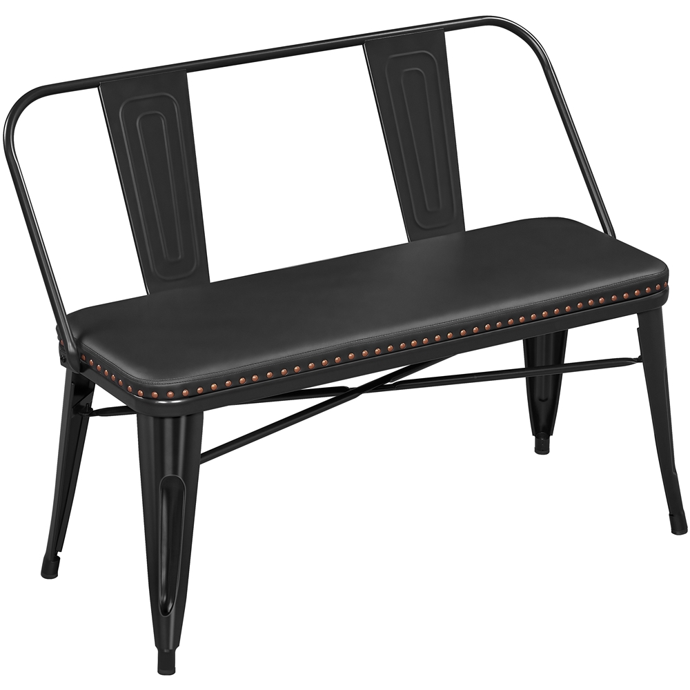 Yaheetech Industrial Metal Dining Bench with Upholstered Seat,Black