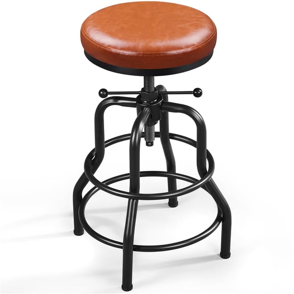 Yaheetech Industrial Swivel Bar Stool with Height Adjustment, Light Brown