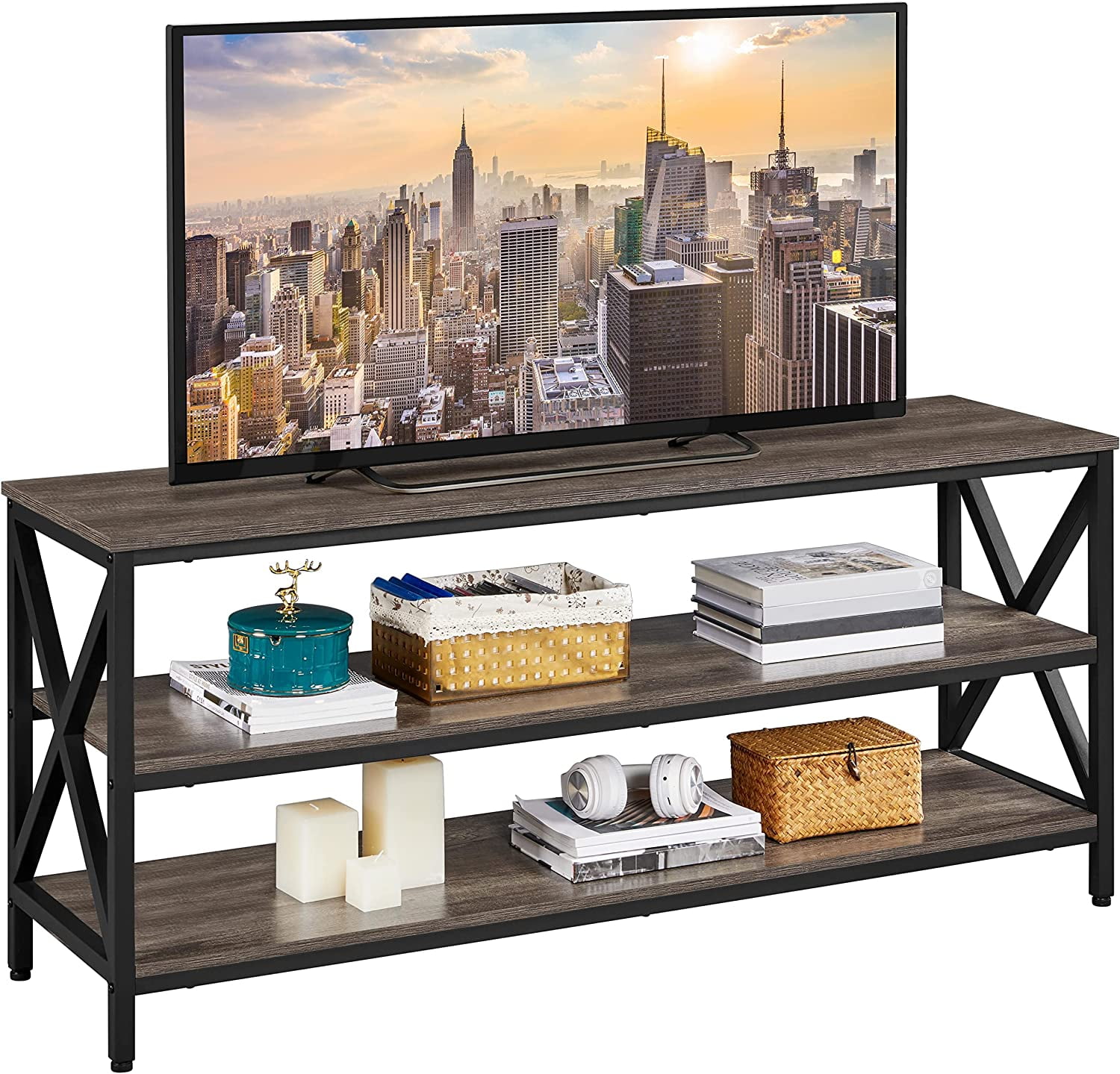 Yaheetech Industrial TV Stand for up to 70 Inches 63 Inch Entertainment Center with Storage