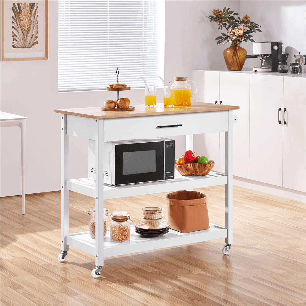 Yaheetech Kitchen Island Cart with Storage & Drawer on Wheels, White