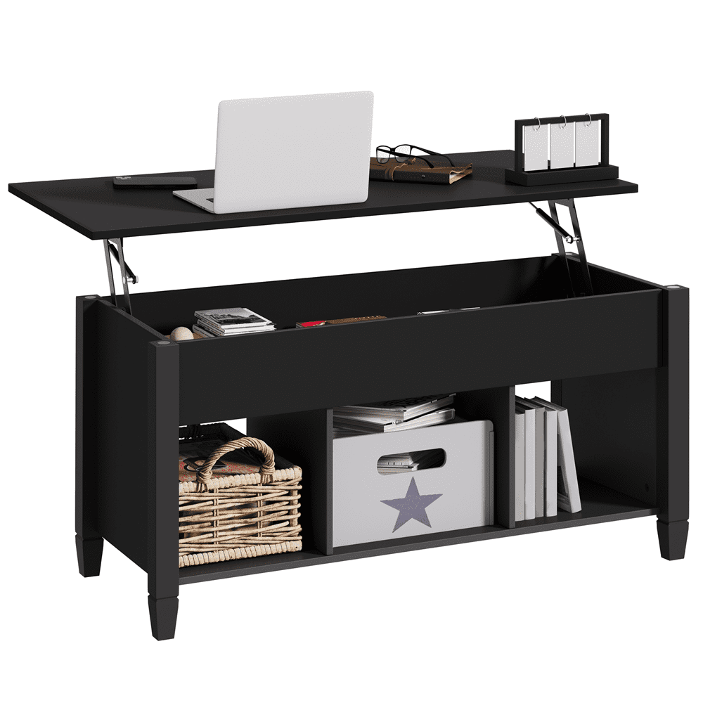 Yaheetech Lift Top Coffee Table with Hidden Compartment, Black