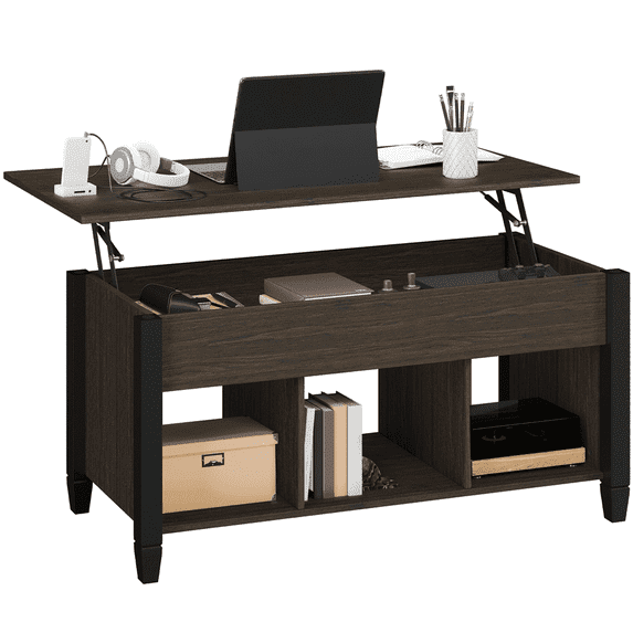 Yaheetech Lift Top Coffee Table with Hidden Compartment, Espresso