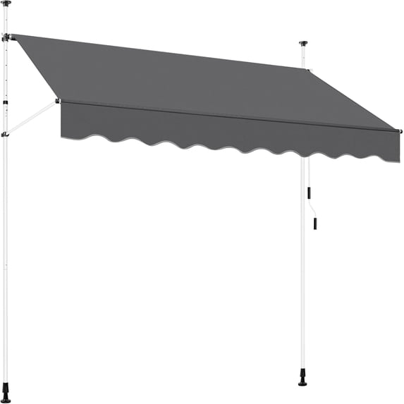 Yaheetech Manual Retractable Awning, 98"×118" Outdoor Sunshade Shelter Angle & Height Adjustable NO Drilling Patio Door Window Awnings, Canopy with UV Protection for Backyard, Dark Gray