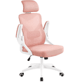 thumbnail image 1 of Yaheetech Mesh Office Chair with Adjustable Padded Headrest, White/Pink, 1 of 7