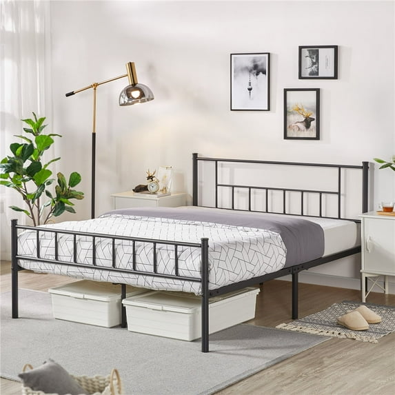 Yaheetech Metal Bed Frame with Headboard & Footboard,Full Size, Black