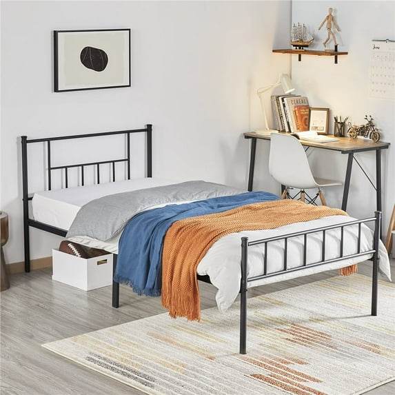 Yaheetech Metal Bed Frame with Headboard & Footboard,Twin XL, Black