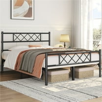 Yaheetech Metal Platform Bed Frame with Headboard and Footboard, Queen Size, Black