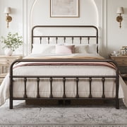 Yaheetech Metal Platform Bed with High Headboard and Footboard, Bronze, Queen