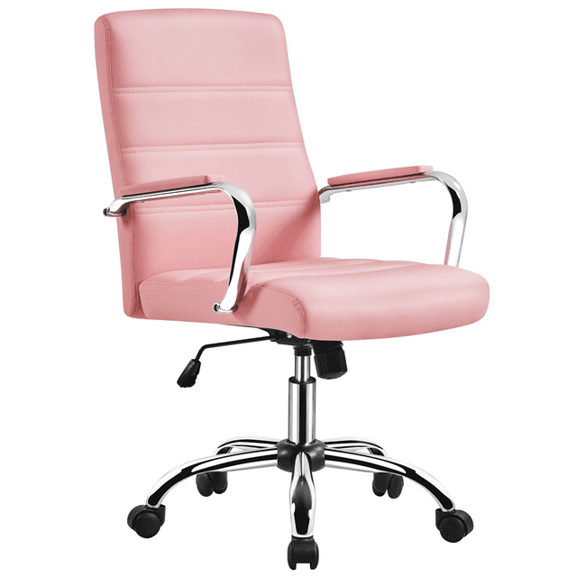 Yaheetech Modern Executive MidBack PU Leather Upholstered Desk Office