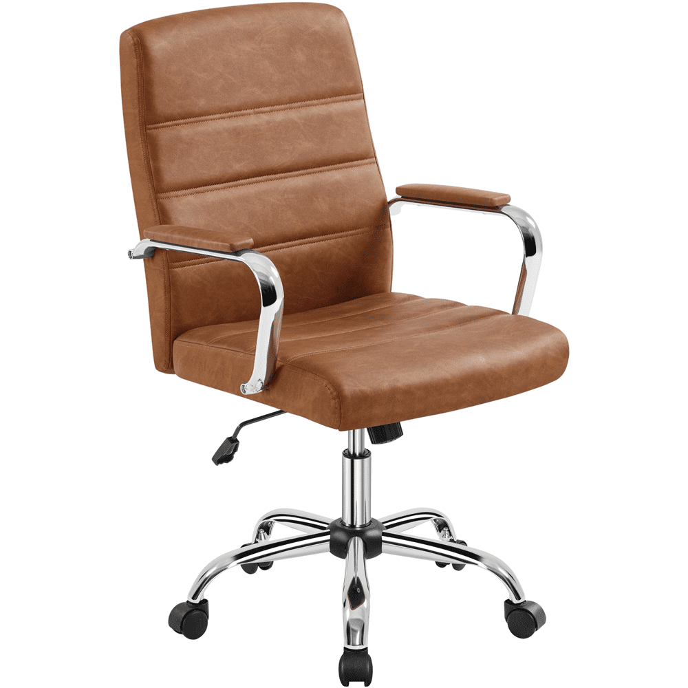 Yaheetech Mid Back PU Leather Adjustable Office Chair with Arms