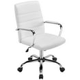 thumbnail image 1 of Yaheetech Mid-Back PU Leather Adjustable Office Chair with Arms, White, 1 of 8