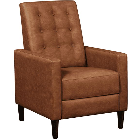 Yaheetech Mid-Century Upholstered Faux Leather Recliner, Brown