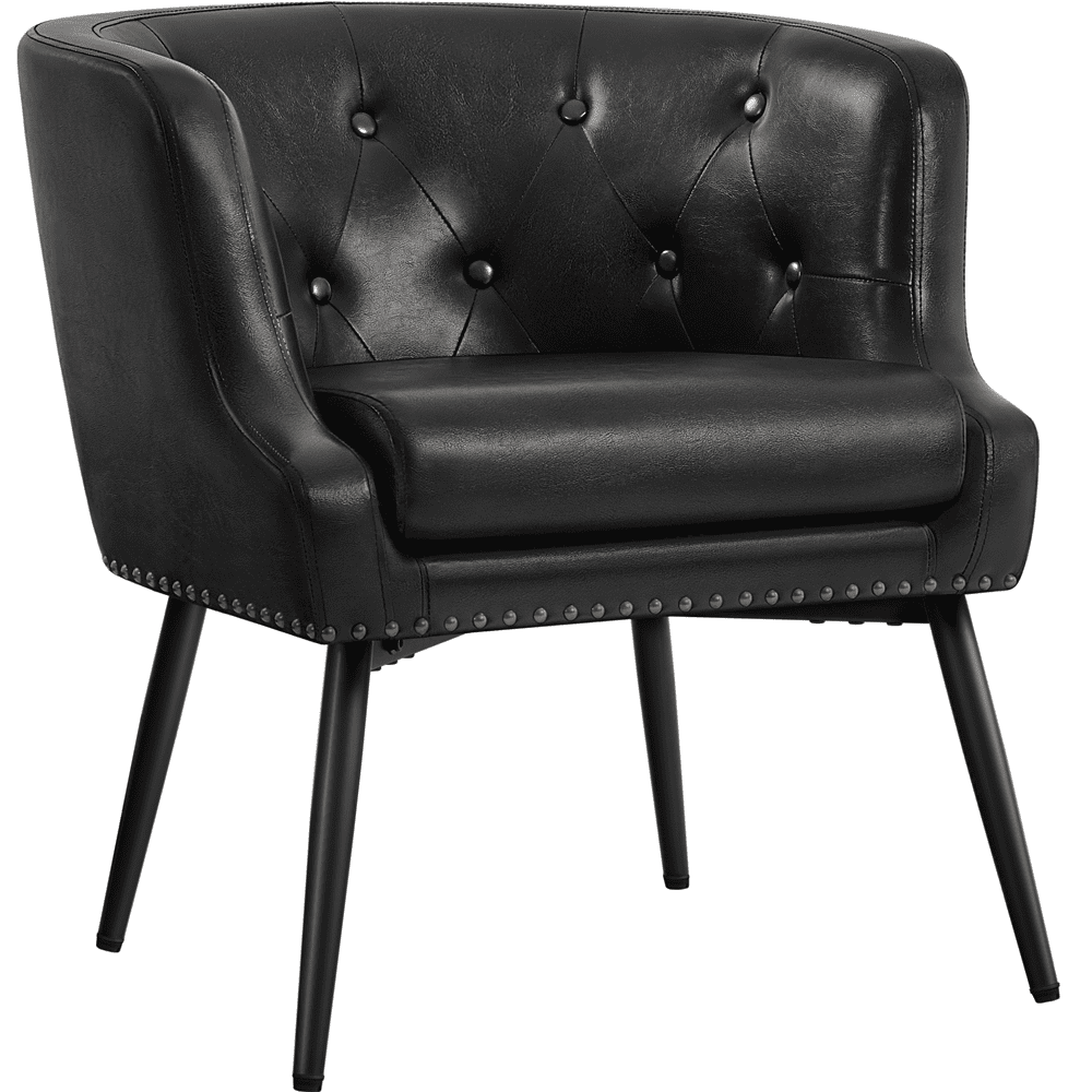 Yaheetech Mid Century Modern Club Home Armchair Faux Leather Barrel   Yaheetech Mid Century Modern Faux Leather Barrel Accent Chair For Living Room Black 95e99603 9650 4b48 B160 F415034f7074.11f43d3e072821059aeffddc4d6dfbe5 