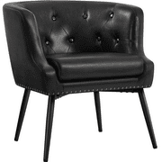 Yaheetech Mid-century Modern Faux Leather Barrel Accent Chair for Living Room,Black