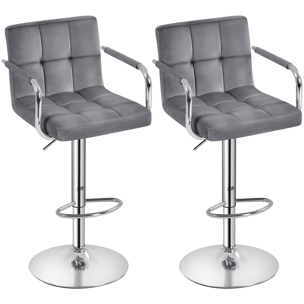 Yaheetech Modern Adjustable Swivel Bar Stool with Backrest, Set of 2, Dark Gray