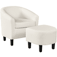 thumbnail image 1 of Yaheetech Modern Boucle Club Chair and Ottoman Set for Living Room, Ivory, 1 of 6