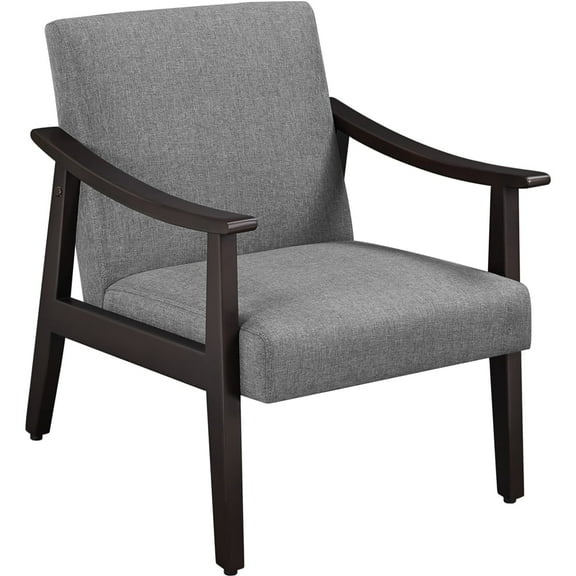 Yaheetech Modern Fabric Accent Armchair with Rubber Wood Legs, Dark Gray