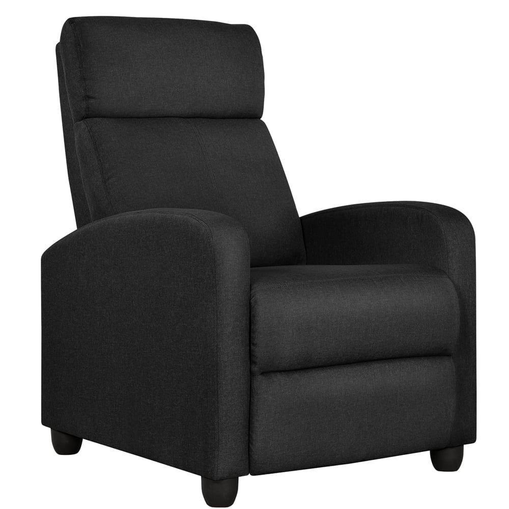 Yaheetech Modern Fabric Upholstered Recliner Chair with Pocket Spring for Home,Black