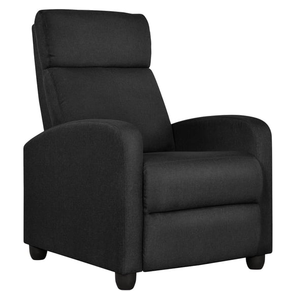 Yaheetech Modern Fabric Upholstered Recliner Chair with Pocket Spring for Home,Black