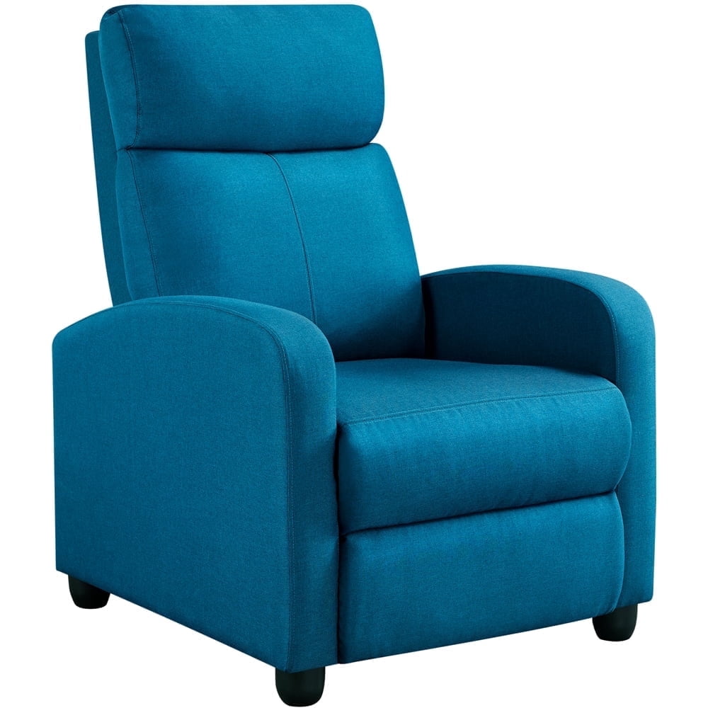 Yaheetech Modern Fabric Upholstered Recliner Chair with Pocket Spring for Home,Blue