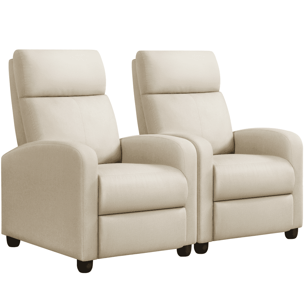 Yaheetech Modern Fabric Upholstered Recliner Chair with Pocket Spring for Home,Set of 2, Beige