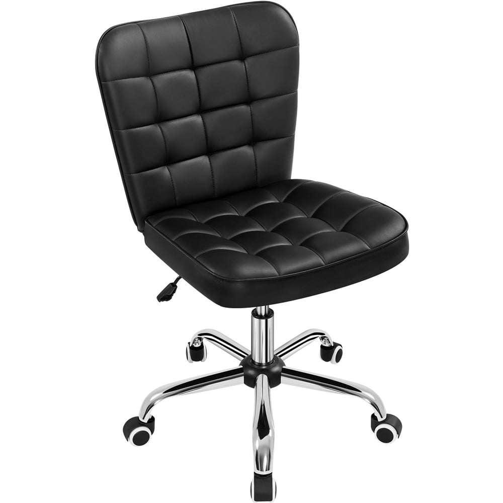 Yaheetech Modern Armless Office Chair, Faux Leather, Home Desk Task