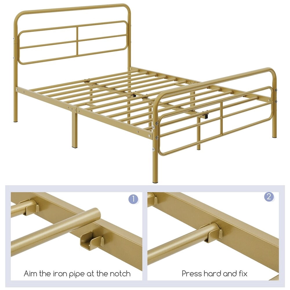 Yaheetech Modern Full Size Metal Bed Frame with Geometric Patterned ...