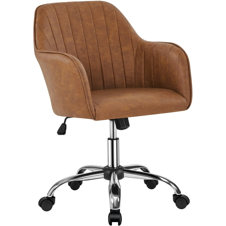 Yaheetech Modern Height-Adjustable Faux Leather Desk Chair, Retro