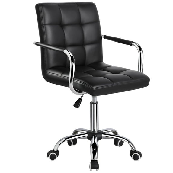 Yaheetech Modern Height Adjustable PU Leather Office Chair, Black