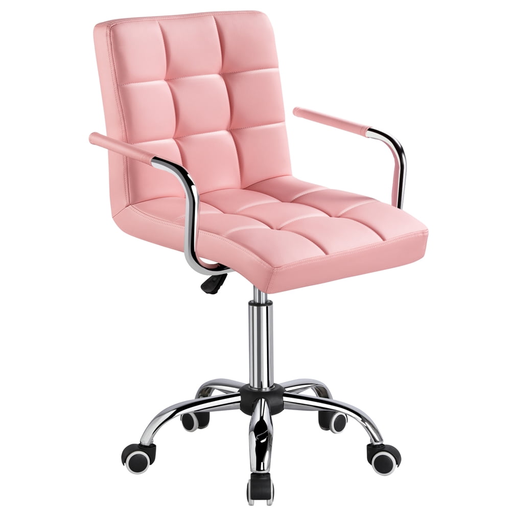 Yaheetech Modern Height Adjustable PU Leather Office Chair Pink Walmart