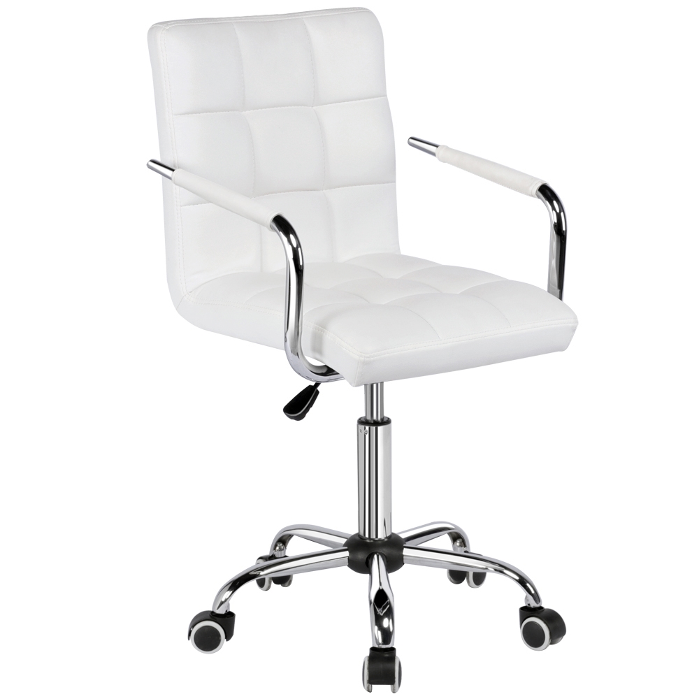 Yaheetech Modern Height Adjustable PU Leather Office Chair, White - image 1 of 12
