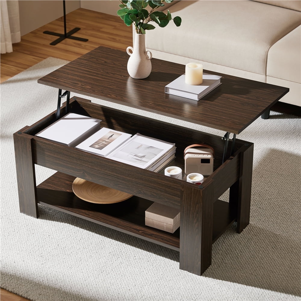 Yaheetech Modern Lift Top Coffee Table w/Hidden Compartment & Storage ...