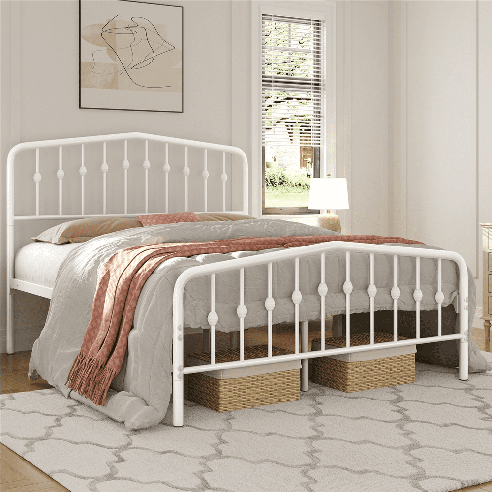 Yaheetech Queen Size Iron Platform Bed Frame with Arched Headboard