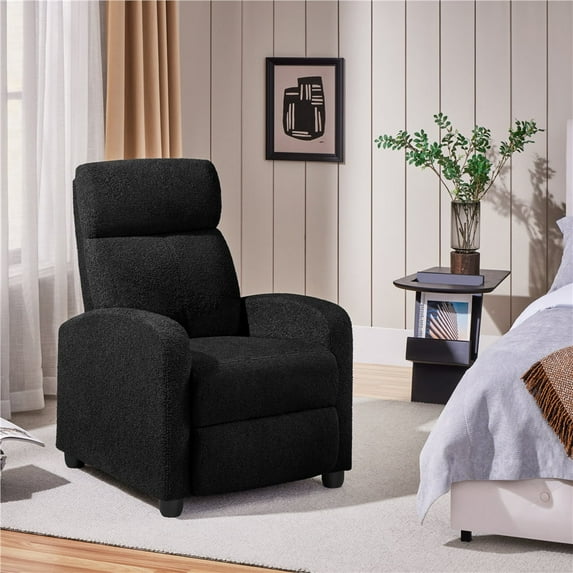 Yaheetech Modern Upholstered Boucle Recliner Chair with Pocket Springs, Black