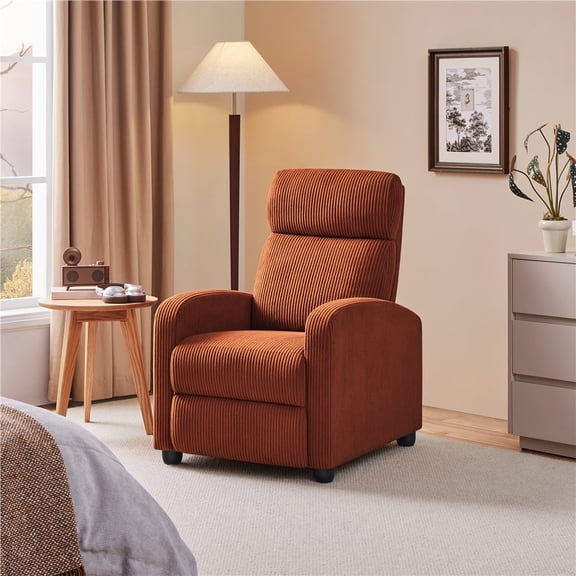 Yaheetech Modern Upholstered Recliner Chair with Adjustable Backrest and Padded Headrest, Brick Red
