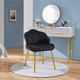 thumbnail image 1 of Yaheetech Modern Velvet Accent Chair with Shell Shaped Backrest & Golden Metal Legs, Black, 1 of 8