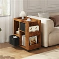 thumbnail image 1 of Yaheetech Modern Wooden Storage Side Table with Wheels, Rustic Brown, 1 of 8
