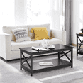 thumbnail image 1 of Yaheetech Modern X Design Coffee Table with Storage Shelf, Black, 1 of 9