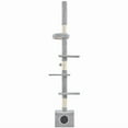 thumbnail image 1 of Yaheetech 7.4-8.7FT Multilevel Floor To Ceiling Cat Tree with 4 Perches, Light Gray, 1 of 8