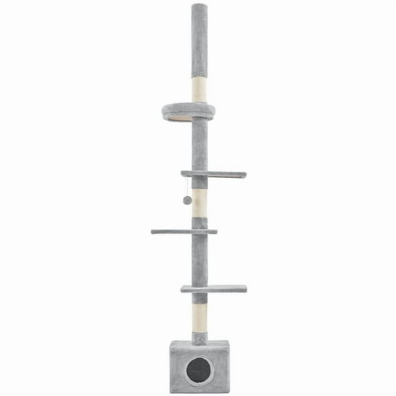Yaheetech 7.4-8.7FT Multilevel Floor To Ceiling Cat Tree with 4 Perches, Light Gray
