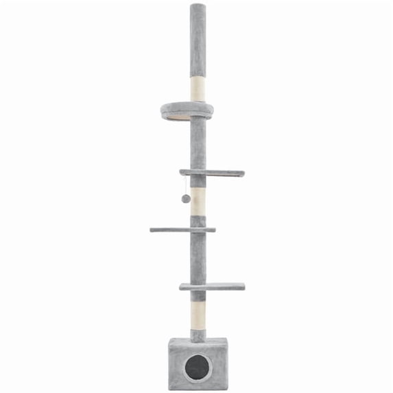 Yaheetech 7.4-8.7FT Multilevel Floor To Ceiling Cat Tree with Condo & 4 Perches, Light Gray